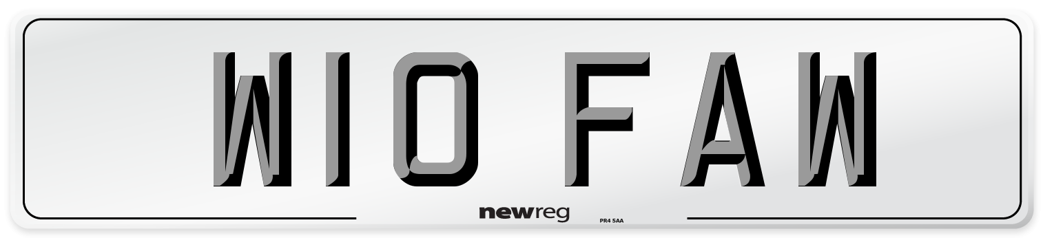W10 FAW Number Plate from New Reg